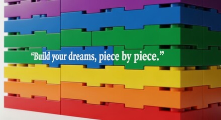 Obraz premium Rainbow Lego bricks stacked in a vibrant pattern