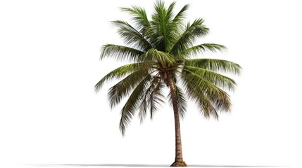 Obraz premium Tall Tropical Palm Tree Silhouette Standing Alone on a Clean White Studio Background