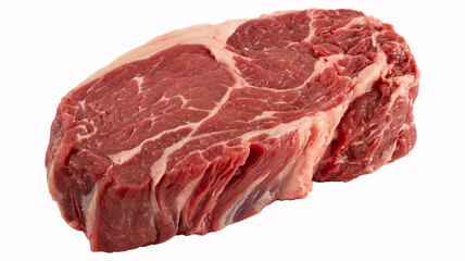 Obraz premium A raw cut of red meat on a white background