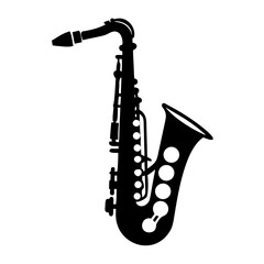 Naklejka premium soprano saxophone icon silhouette illustration for music, instrument, and jazz performance design