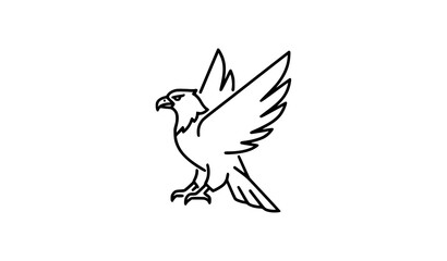 Obraz premium Eagle line icon minimalist bird outline symbol isolated on white background vector illustration