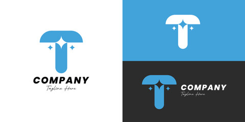 T Letter Logo, Sparkle Star Monogram, Luxury Elegant Initial Branding Logo Template © DwiBagus