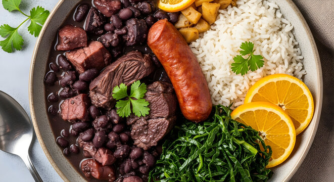 Top view of traditional Latin American Asado Mixed Grill Platter with Steak, Sausages, Grilled Vegetables, and Chimichurri Sauce.