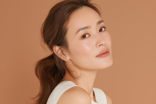 美容, 女性, スキンケア, 化粧品, ビューティー, 若い女性, 美肌, 日本人, アジア人, フェイシャル, メイク, 美容液, 保湿, クリーム, エイジングケア, 美容医療, エステ, 美容クリニック, 肌ケア, ナチュラルメイク, 透明感, ツヤ肌, モデル, 笑顔, ポートレート, クローズアップ, リラックス, 癒し, 健康的, 美白, コラーゲン, ヒアルロン酸, アンチエイジング