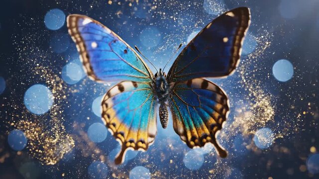 Blue butterfly with intricate wing patterns