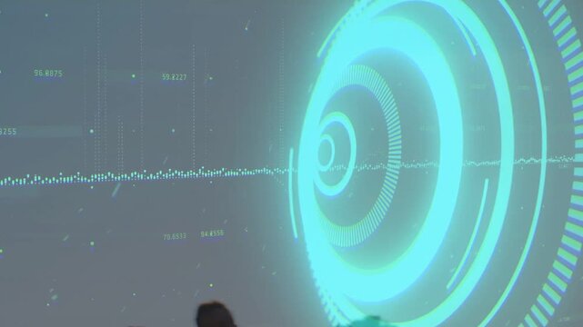 HUD pulsing and expanding, three adult male players running in and tussling for ball possession