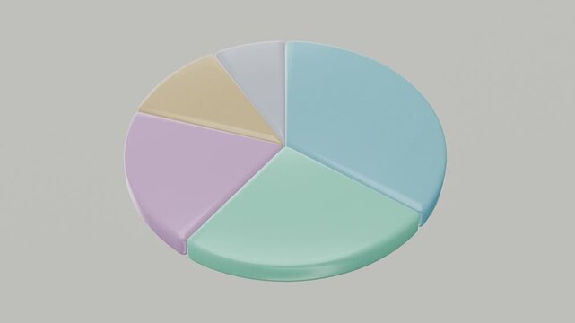 animated 3d pie chart graph, grey background
