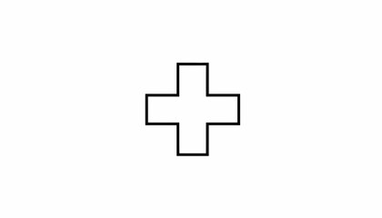 Obraz premium Simple Geometric Plus Sign Icon, White Cross Symbol on White Background, Minimalist Design