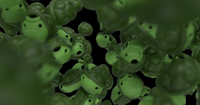 3D turtle shell falling animation with multiple stylized shells dropping and colliding in a playful scene. Ideal for nature themed visuals, fun edits, and motion graphics. 4K UHD with alpha channel.