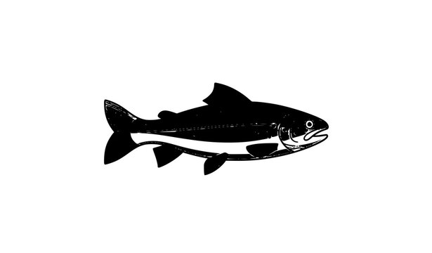 Minimal flat trout fish mascot logo vector in side view with clean geometric style for modern branding