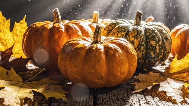 Autumn harvest celebration with pumpkins outdoor farm ai-generated video nature's beauty scenic views