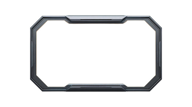 Frame Futuristic Interface Technology Border Design with Modern Glow Effect on Transparent