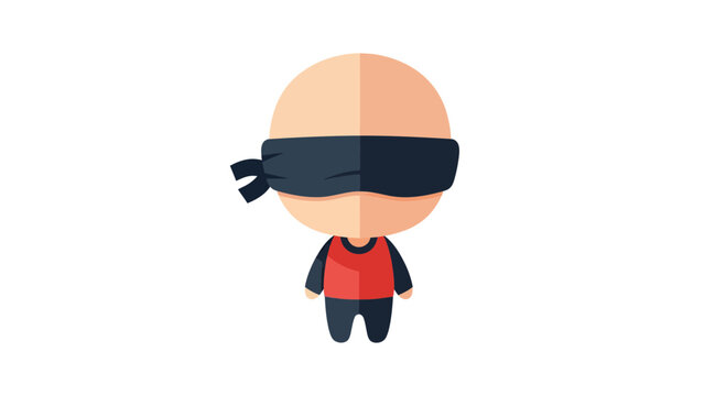 Blindfolded Cartoon Character Vector Illustration, Flat Design for Concept