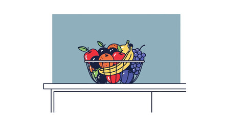 Obraz premium Colorful fruit bowl on table indoors.