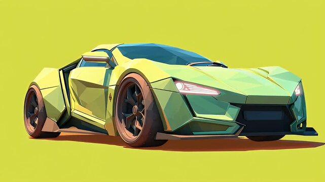 Stylized Low Poly Yellow Supercar Illustration