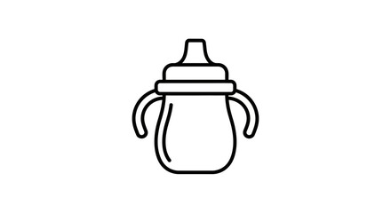 Obraz premium Baby Sippy Cup Icon, Simple Line Art, Vector Illustration