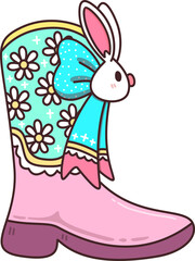 Obraz premium Cute Easter Bunny Boot Illustration 