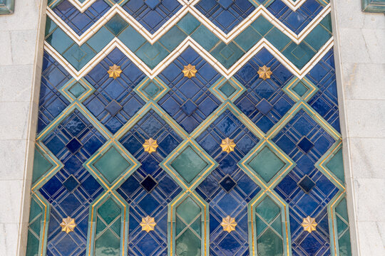 Close up on the wall of Amir Timur museum in Tashkent, Uzbekistan. Background with copy space for text
