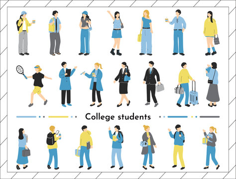 大学生イラストセット