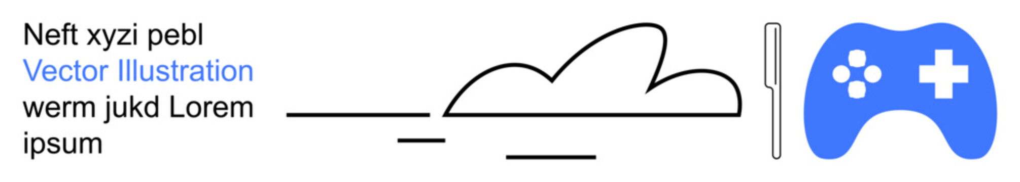 Cloud computing, streaming services, gaming devices, digital technology, modern communication, tech interface. Minimalistic cloud and controller graphic. Cloud computing and streaming services visual