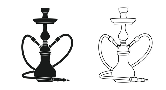 Two hookah designs in contrasting styles a bold black silhouette