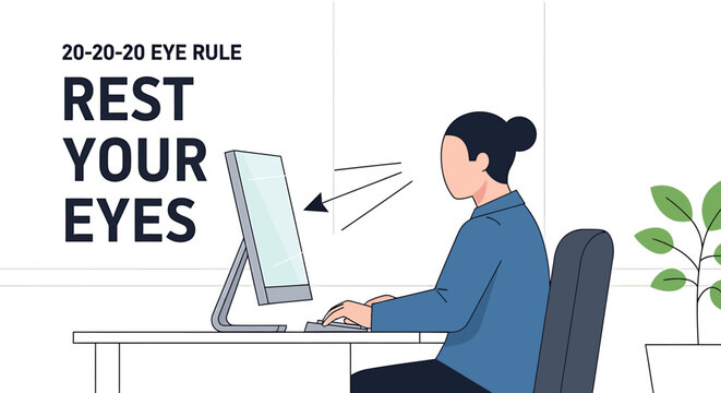 Woman following 20-20-20 eye rule for digital wellness
