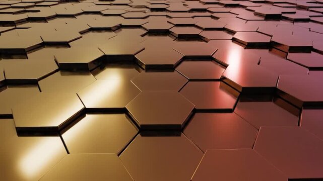 Metallic hexagonal pattern with gradient lighting and reflections