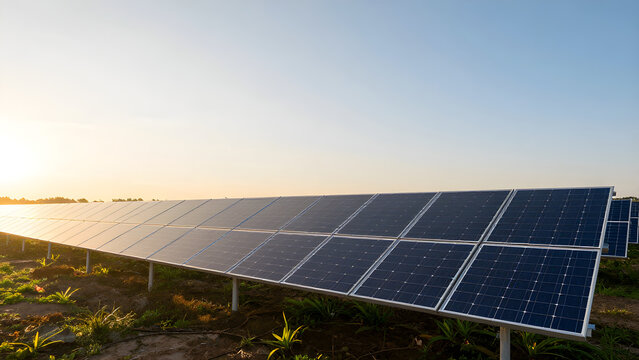 A solar panel is shown in the fore