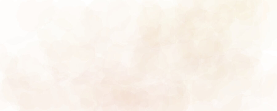 Light beige watercolor effect background. Soft ivory watercolour gradient texture. Cream color blurred paint splashes wallpaper for birthday or wedding design. Vector pale champagne smoke backdrop