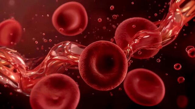 赤血球と医療を印象づける血流の三次元背景動画素材で科学系コンテンツに適した映像