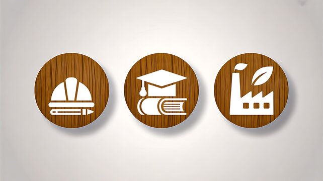 Education and construction icons set for learning knowledge and industrial development concept