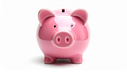 Obraz premium A classic pink ceramic piggy bank, a symbol of saving money and financial planning