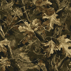 Deep Forest Oak Camouflage Photorealistic Timber and Leaf Hunting Pattern © Zubair