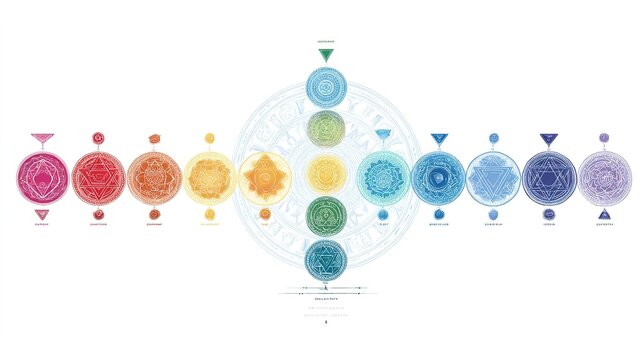 Sacred Geometry Chakra Symbols Set for Meditation and Spiritual Healing Energy
