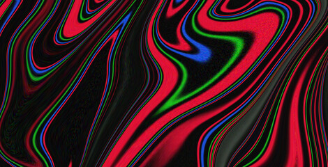Obraz premium Abstract swirling neon waves in vibrant red green blue black dynamic motion background