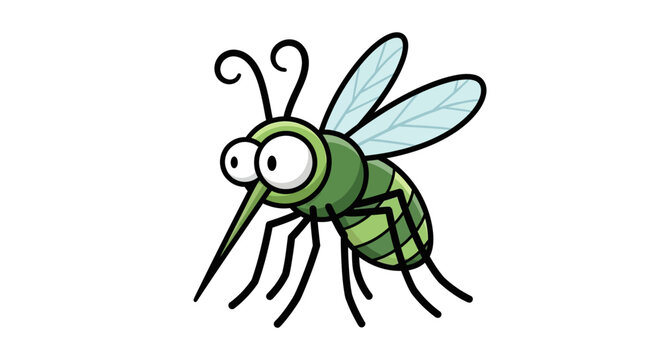 A cheerful yet potentially bothersome cartoon mosquito illustration, ideal for conveying themes of summer insects, pest control, or health awareness in a lighthearted manner