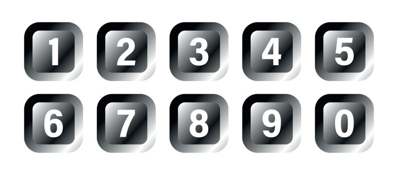 Glossy Numeric Keypad Icon Set, Black White UI Buttons