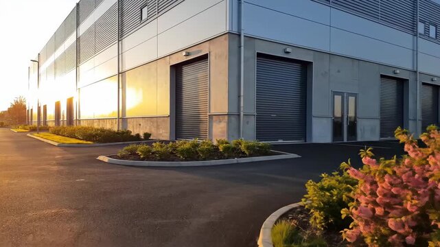 Industrial warehouse exterior for logistics and facility management