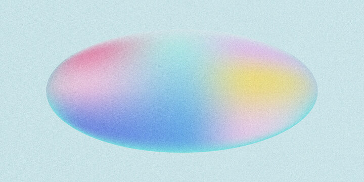 Grainy pastel gradient oval abstract background, soft iridescent holographic noise texture, minimalist modern design for digital art and commercial use.
