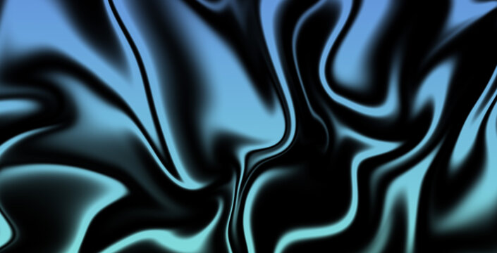 Abstract flowing liquid waves texture in deep blue and black gradient for modern design backgrounds
