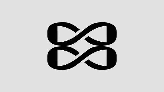 Double infinity symbol design on light grey background