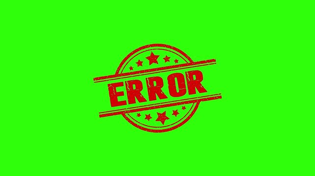 Round seal Error Rubber Stamp Slide up to down animation. error rubber stamp motion graphics. texture rubber stamp 4k video footage.