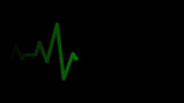 Heartbeat flatline green glowing line depicting critical vital sign cessation from a beating pulse