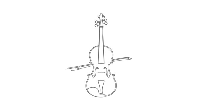 Violin Illustration Simple Line Drawing Artwork.