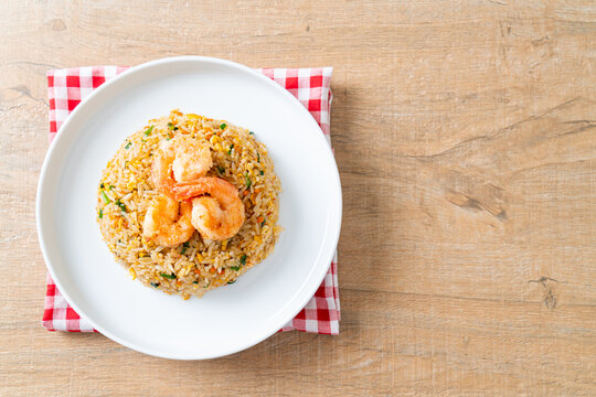 fried shrimps fried rice on plate