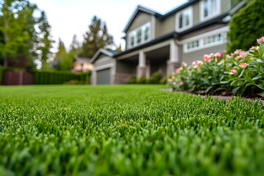Green Lawn in Front of Modern Home