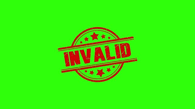 Round seal Invalid Rubber Stamp Slide up to down animation. invalid rubber stamp motion graphics. texture rubber stamp 4k video footage.