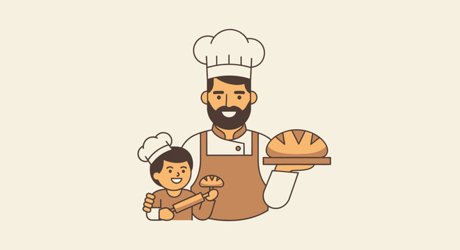 Baker Man Holding Freshly Baked Bread.