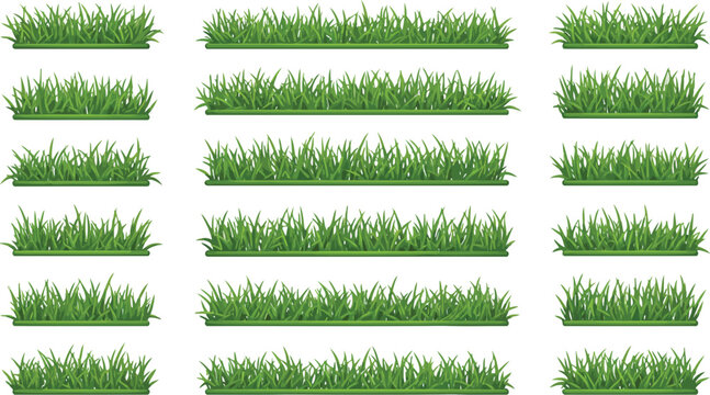 Green grass border vector collection for seamless landscapes