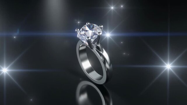 Luxurious Diamond Engagement Ring Sparkling with Glamorous Lights.